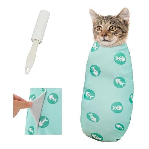 Image of Supet Cat Wrap for Cutting Nails, 2026 Self-Adherent Cat Grooming Wrap, Anti-Escape Calming Cat Swaddle Wrap for Medicine, Nail Clipping, Teeth Brushing, Ear Cleaning