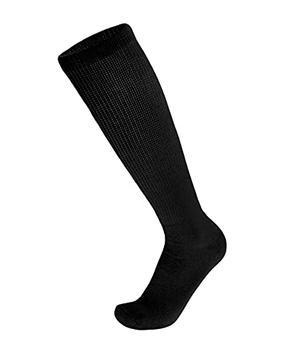 6 Pairs Of Diabetic Over The Calf - Knee High Cotton Socks (Black- 6 Pairs, Fit Men's Shoe Size 10-12) #TOP2