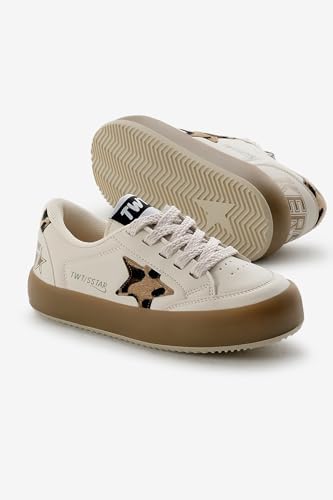 Tonny Black Çocuk Unisex Bej Leopar Termo Taban Yıldız Detaylı Bağcıklı ve Cırtlı Spor Ayakkabı, 31, TBKMN320, Bej Leopar, Unisex Çocuk - Görsel 4