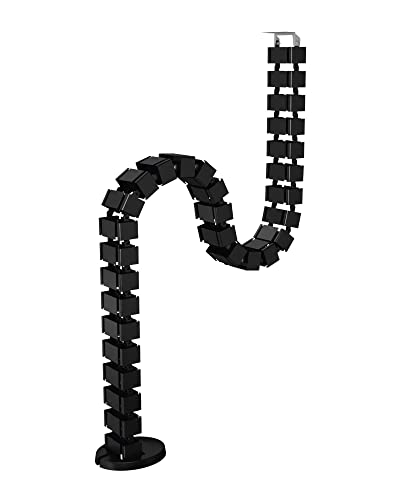 ICY BOX IB-MSA104-CM Kabelmanagement, flexibles Wirbel-System bis 1,24 m Länge, modular, schraubbar, beschwerter Fuß, 4 Kammern, Kunststoff schwarz