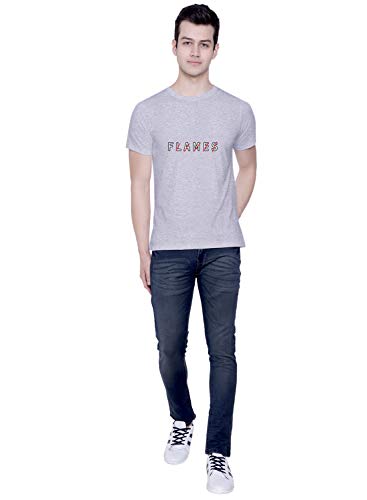 Image of CreativiT Graphic Printed T-Shirt for Unisex Flames Tshirt | Casual Half Sleeve Round Neck T-Shirt | 100% Cotton | D00393-15