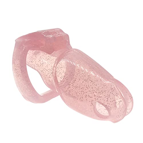 Image of HT-V4 Chastity Cage for Men | 5 Adjustable Wide Rings & 6 Colors | Beginner-Friendly | Adult Sex Toy with Sizing Guide (Pink with Silver Sparkles, Maxi)