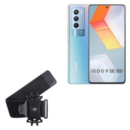 BoxWave Holster Compatible with vivo iQOO 9 SE - ActiveStretch Sport Armband, Adjustable Armband for Workout and Running - Jet Black