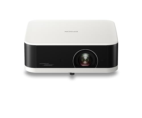 Epson Lifestudio Pop EF-61W Blanc Diamant, Projecteur portatif Smart, Sound by Bose, Google TV, Full HD, Utilisation en intérieur/extérieur, Garantie de 5 Ans*