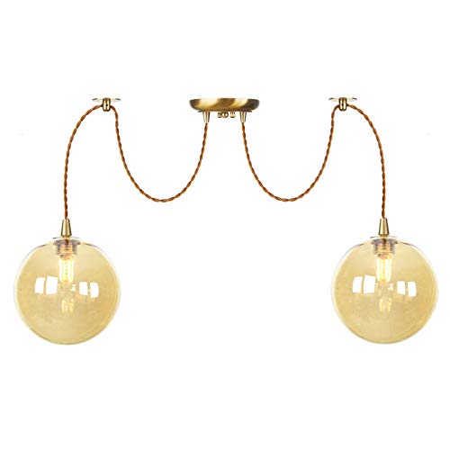 Lampes suspendues en verre soufflé et lustre moderne en laiton doré haut de gamme