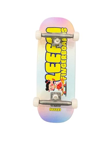 LEEFAI Pro Fingerboard Complete Pre-Assembled Finger Skateboard Setup Canadian Maple Wood Deck Measure 34x96mm Boxy Shape (Skatting)