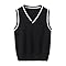 Boys Girls Knitted Sweater Vest Kids School Gilet Fall Winter Warm Pullover Tops Teen Plain Sleeveless V Neck Jumper Soft Knitwear 3-15 Years Navy