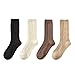 HUBGFEQ 2 Pairs Cashmere Wool Socks Women's Winter Boot Diamond Check Thicken Warm Mid Tube Simple Snow Boot-Coffee