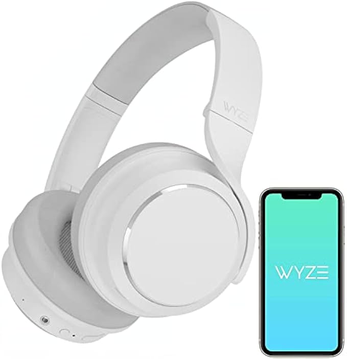WYZE Bluetooth 5.0 Headphones, Reddot Award Headphones,Bluetooth Headphones Over The Ear with Active Noise Cancellation,High-Fidelity Sound,Transparency Mode,Clear Voice Pick-up, Alexa Built-in,White