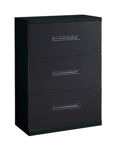 オカムラ ビラージュ 収納 ラテラルキャビネット 3段 組立品 ブラック 幅80×奥40×高110cm 8VS11R-ZC25