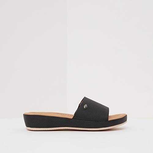 Image of shoexpress Women's Textured Slip-on Sandals with Platform Heels