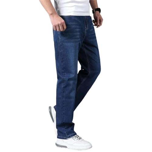 Men's Tall Jeans Extra Long Length Straight Stretch Denim Pants Business Classic Fit Trousers