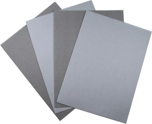 Image of KCS 4 /6 pc of 12 inch x 18 inch 18 Count Cotton Aida Cloth Cross Stitch Fabric (4 pc, Light Grey+Medium Grey)