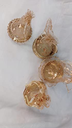 AASA Decorative Net Potli Baskets for Wedding, Packing Shagun Bags (Golden) - Set of 2Pcs