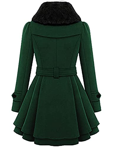Image of Zeagoo Women Long Sleeve Faux Fur Lapel Double-Breasted Thick Wool Coat,arge