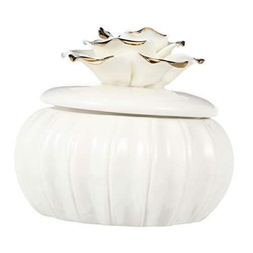 Zerodeko Boîte à Bijoux En Céramique Blanc Motif Rose Coffret à Bijoux Compact Conteneur De Rangement Portable Pour Maison Voyage