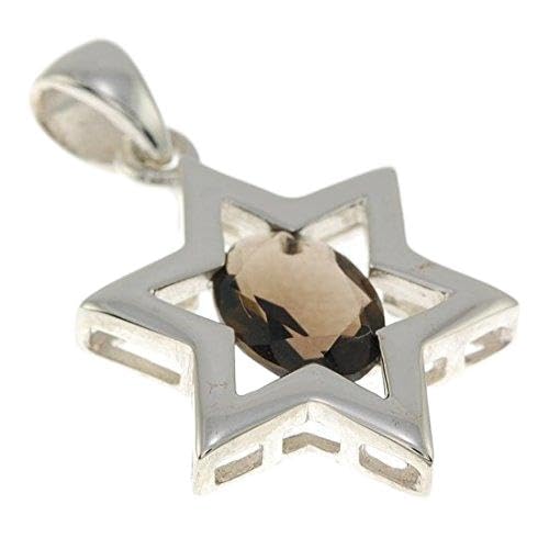 Stella di David ciondolo in cristalli marrone con catenina in argento 925