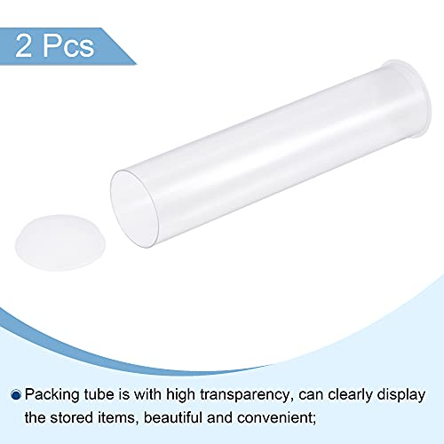 Image of MECCANIXITY Clear Storage Tube 1 5 /8 inchx7.5 inch(41mmx190mm) Lightweight for Bead Containers, Craft, DIY with White Caps 2 Pack