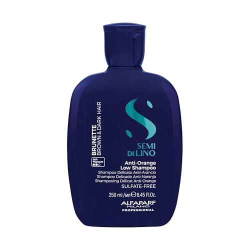 Alfaparf Milano Semi Di Lino Anti Orange Blue Shampoo for Brown, Chestnut & Dark Hair - Sulfate Free Brunette Shampoo - Removes Brass & Unwanted Tones (8.45oz / 250ml)