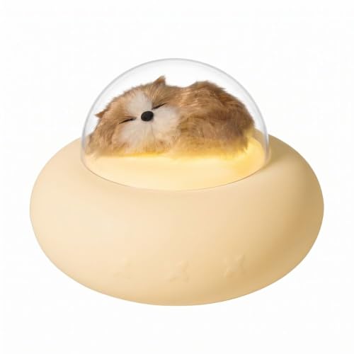 Image of KRESHU Cute Dog Sleeping Spaceship Night Light Lamp Silicone Bedside Lamp Touch Control Warm Dimmable USB Rechargeable Spaceship Night Lamp Gift Kids for Home /Bedroom /Living Room /Office (Pack of 1)