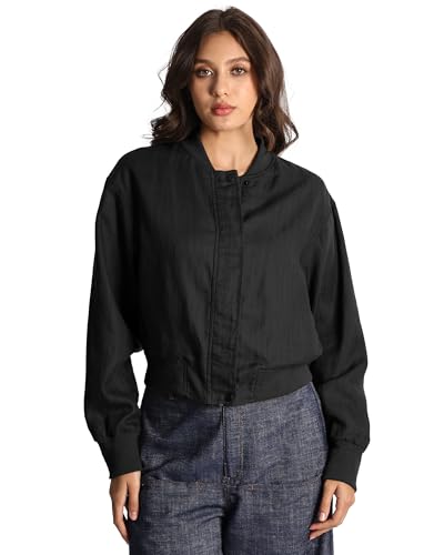 Women's Retro Linen Blend Pilot Jacket Casual Zipper Windbreaker with Pockets4