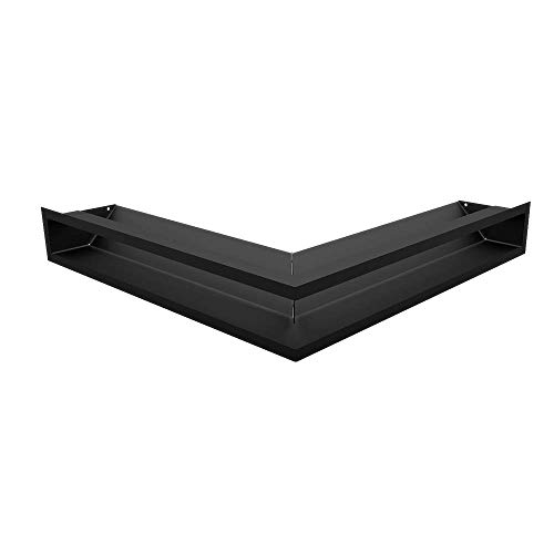 Rejilla de ventilación KRATKI Air | Rejilla para Chimenea de Esquina Abierta 560 x 560 x 90 mm | Negro | Rejilla de Escape para ventilación de chimeneas
