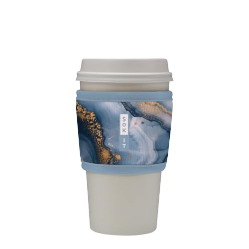 Sok It HotSok Coffee & Tea Reusable Insulated Neoprene Cup Sleeve (Sapphire Drift, One Size Coffee Sleeve)