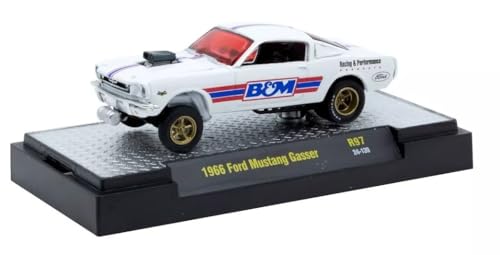 M2 Machines 1:64 Auto-Thentics White B&M Mustang Gasser miniatura 2