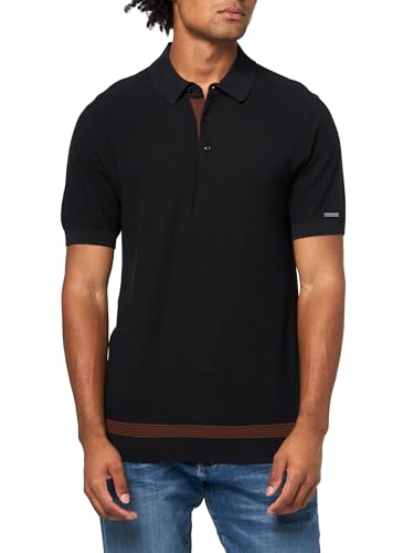 KARL LAGERFELD Men's Knit Collared Short Sleeve Polo