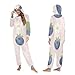 Yuiboo Blueberry & Cheerful White DaisyUnisex Adults One Piecing Pajamas for Women Men Sleepwear Homewear with Hood