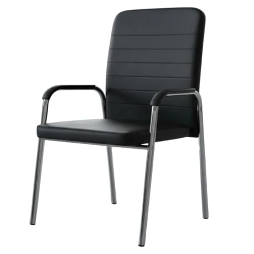 Catálogo de Silla Secretarial Economica para comprar online. 46 CARDIO BEAT Silla Secretarial con Base Cromada y Forro de Cuero Sintético, Negro, con descansa Brazos