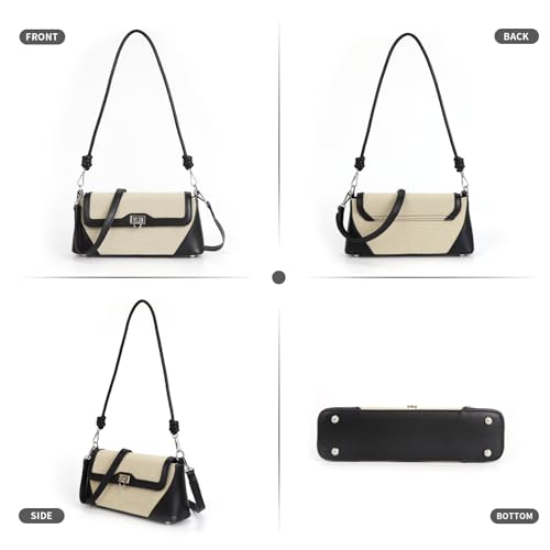 Shoulder Bag for Women PU Leather Shoulder Purse Vintage Handbag Retro Classic Underarm Purse with 2 Removable Strap2