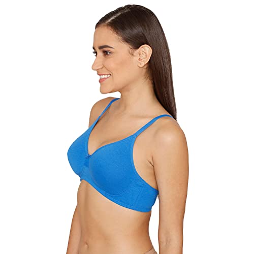Image of Zivame Snuggle Up Double Layered Non Wired 3 /4th Covarage Basic Bra for Women - Princess Blue