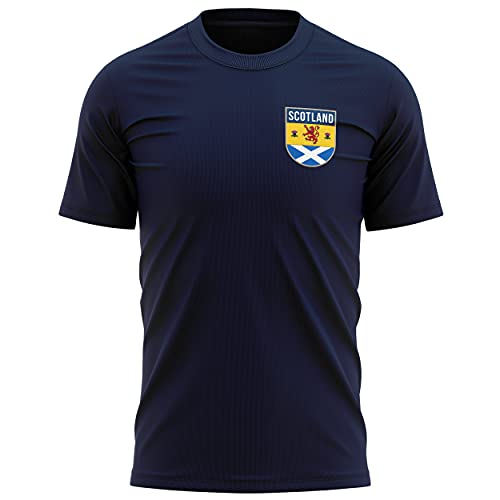 Mens Scotland Badge T-Shirt - Football Country Funny Scottish Flag Thistle Gifts for Him - Unique Navy L