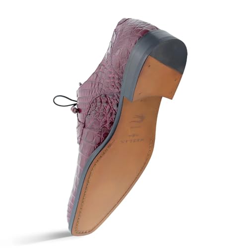 Image of Mezlan Anderson Crocodile Lace Up - Men's Genuine Crocodile Plain Toe Blucher with Memory Foam Insole - Handmade in Spain
