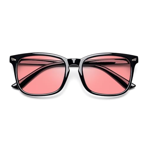 Image of Fluorescent-41 Pink Tinted Blue Light Blocking Glasses for Migraine, Light Sensitivity, Photophobia JF5002