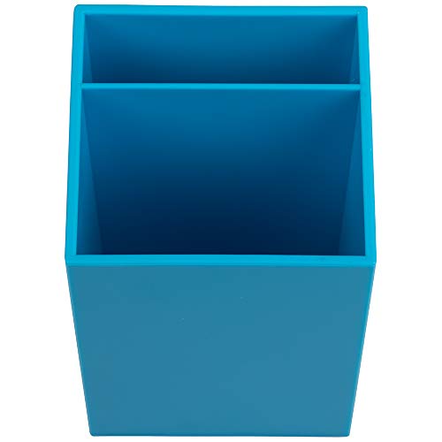 Image of JAM PAPER Plastic Pen Holder - Blue - Desktop Pencil Cup Sold Individually