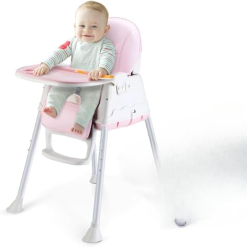 Vinebeautifulベビーチェア テーブル 赤ちゃん用 3ヶ月-4歳 お食事椅子 クッション付き 折りたたみ 食卓 持ち運び 便利 ハイ 高さ調節可能 お食事に便利な 家具 安全ベルト付き (C)