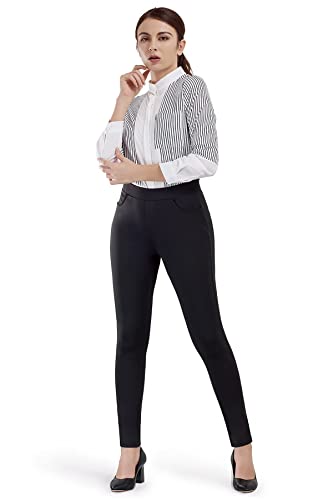 Bamans Yoga Dress Pants Skinny Leg Pull On Stretch Pant For Women With Pockets (Black, Large) #TOP3