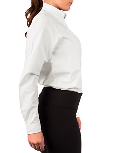 KNG Women’s White Button Down Long Sleeve Oxford Shirt3