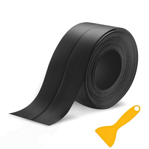 Sweelov Bath Sealant Strip Self Adhesive, 5Mx5cm Waterproof Bathroom Sealant Tape for Kitchen, Bathtub, Toilet, Sink, Wall Floor with Sealing Tool - Black