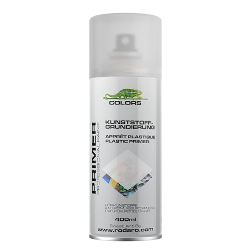 COLORS Kunststoffgrundierung Sprühlack, farblos, 400ml – Schnelltrocknend, Transparent, für Hartkunststoffe im Innen- & Außenbereich, Grundierung für Plastik