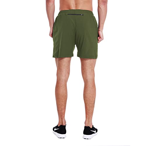 Image of EZRUN Men's 5 Inches Running Workout Shorts Quick Dry Lightweight Athletic Shorts with Liner Zipper Pockets