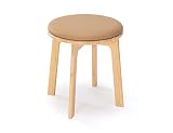 PELYN Bamboo Wooden Step Stools for Adults and Kids, Round Cushion Foot Stool, Foot Rest for Bedroom