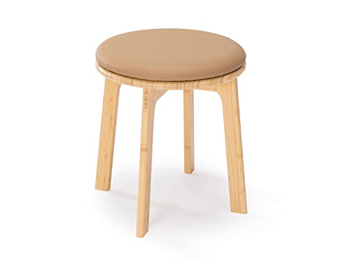 Pelyn Bamboo Wooden Step Stools For Adults And Kids, Round Cushion Foot Stool, Foot Rest For Bedroom, Living Room, Office #TOP10