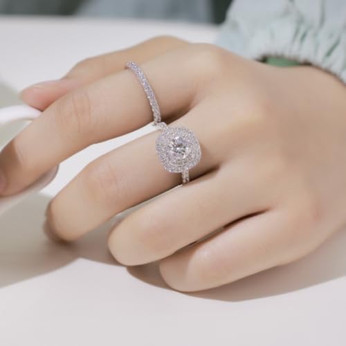 Halo Wedding Ring Set for Women 2.8 Ctw Moissanite Bridal Ring Set Engagement Ring Set Women's Bridal Set 925 Sterling Silver 10K 14K 18K Gold3