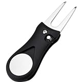 FAKZEP Golf Pitchgabel 1Stk Schwarz, Kompaktes Repairtool mit Klick-Funktion, präzise Fairway-Reparatur ohne Rasenschäden & robustes Golfequipment für sichere Platzpflege