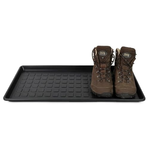 DIVCHI Plastic Boot Tray With Raised Edges | Multipurpose Entryway Shoe Tray | Pet Food Mat | Tools Storage (Black)