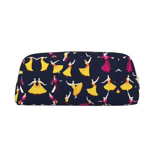 Astuccio semicircolare per penne e trucchi con motivo a ballroom dance ideale per matite e oggetti quotidiani. elegante pelle