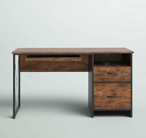 TEKAVO Office Table with Drawer, Brown, 75 x 140 x 55 CM - Image 6